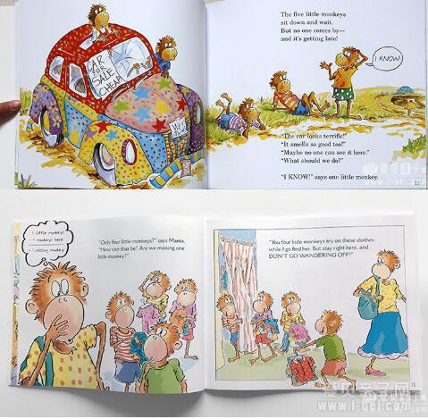 ��ֻС����Five Little Monkeys 10��PDF+MP3����